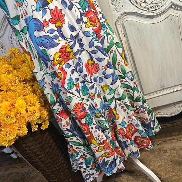 Floral Sleeveless Vacation  Maxi Dress Birds Graphic Cool Cotton. - Picture 3 of 9